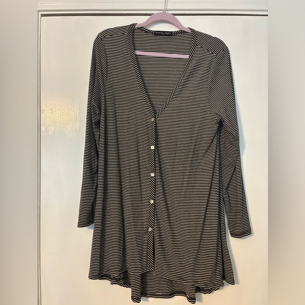 Kim & Cami Black and White Striped Top